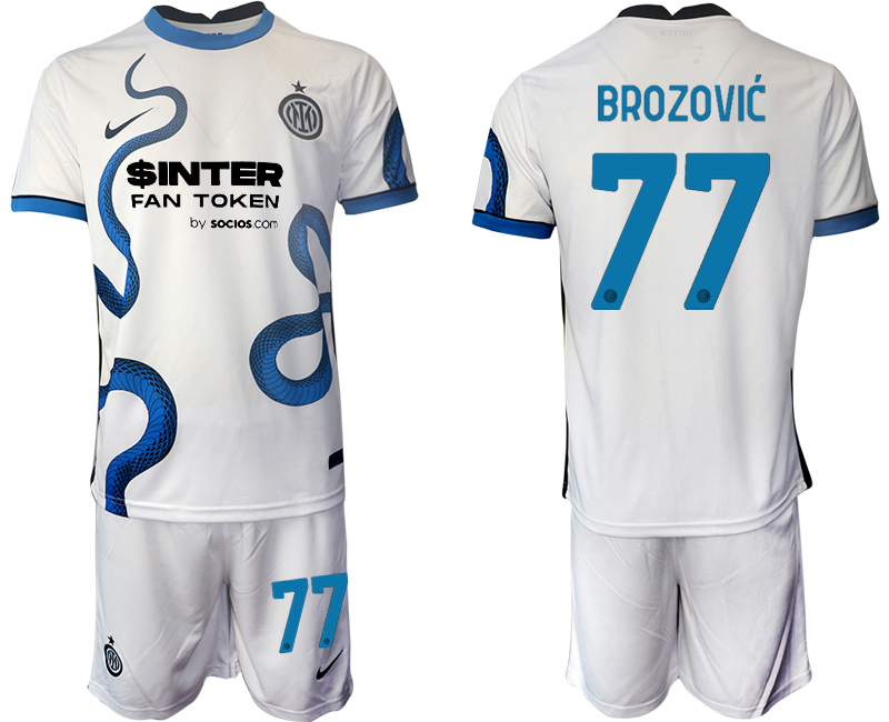Men 2021-2022 Club Inter Milan away white #77 Soccer Jersey->inter milan jersey->Soccer Club Jersey